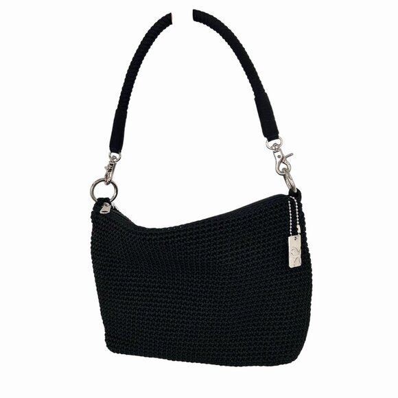 NWOT LINA BLACK CROCHET SHOULDER BAG PURSE W/ DETACHABLE STRAP - Picture 3 of 5